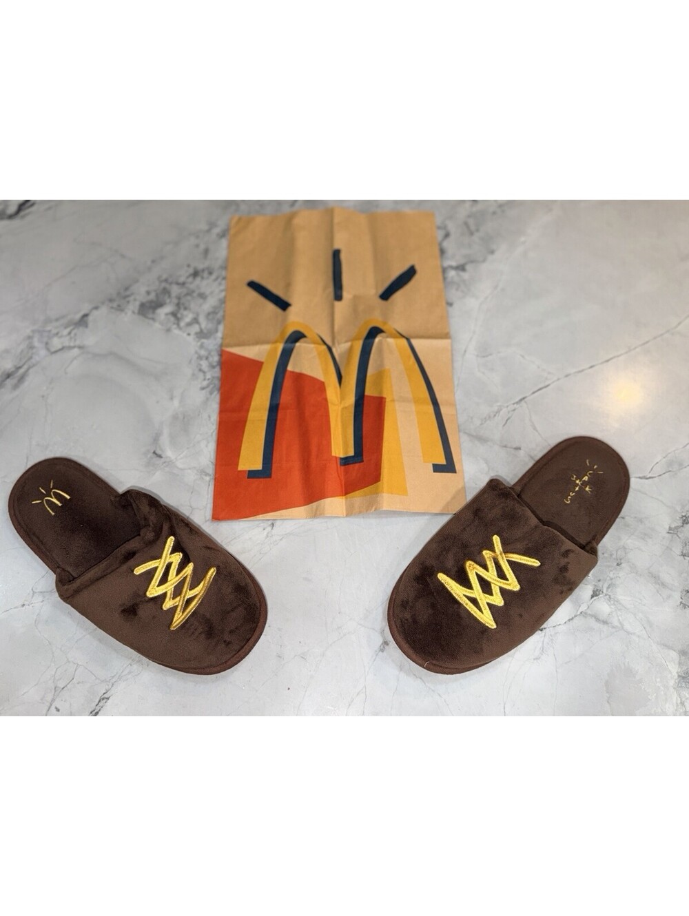 Travis Scott x Mcdonalds CJ House Slippers Brown L/XL Size Sealed factory bag.